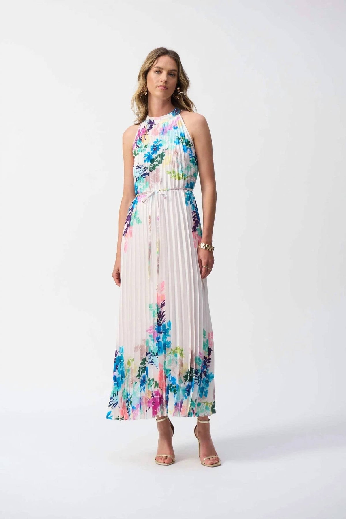 Vestido largo con estampado floral color blanco