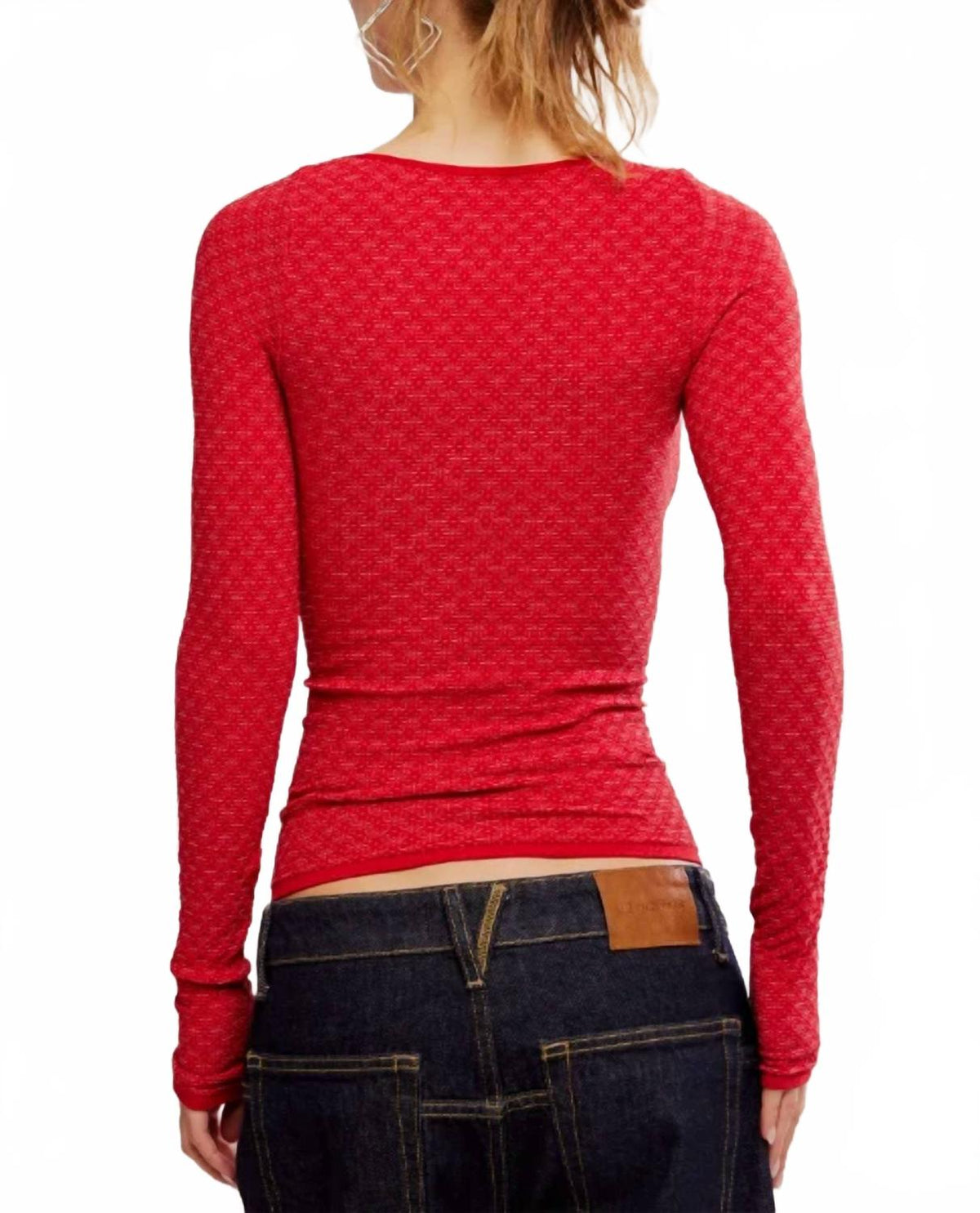Top de manga larga color rojo