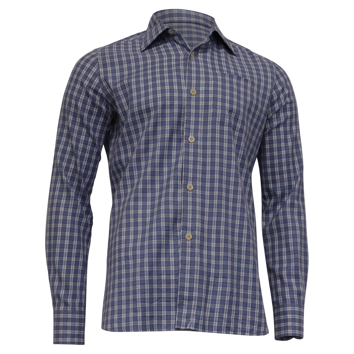 Camisa de algodón a cuadros color azul claro