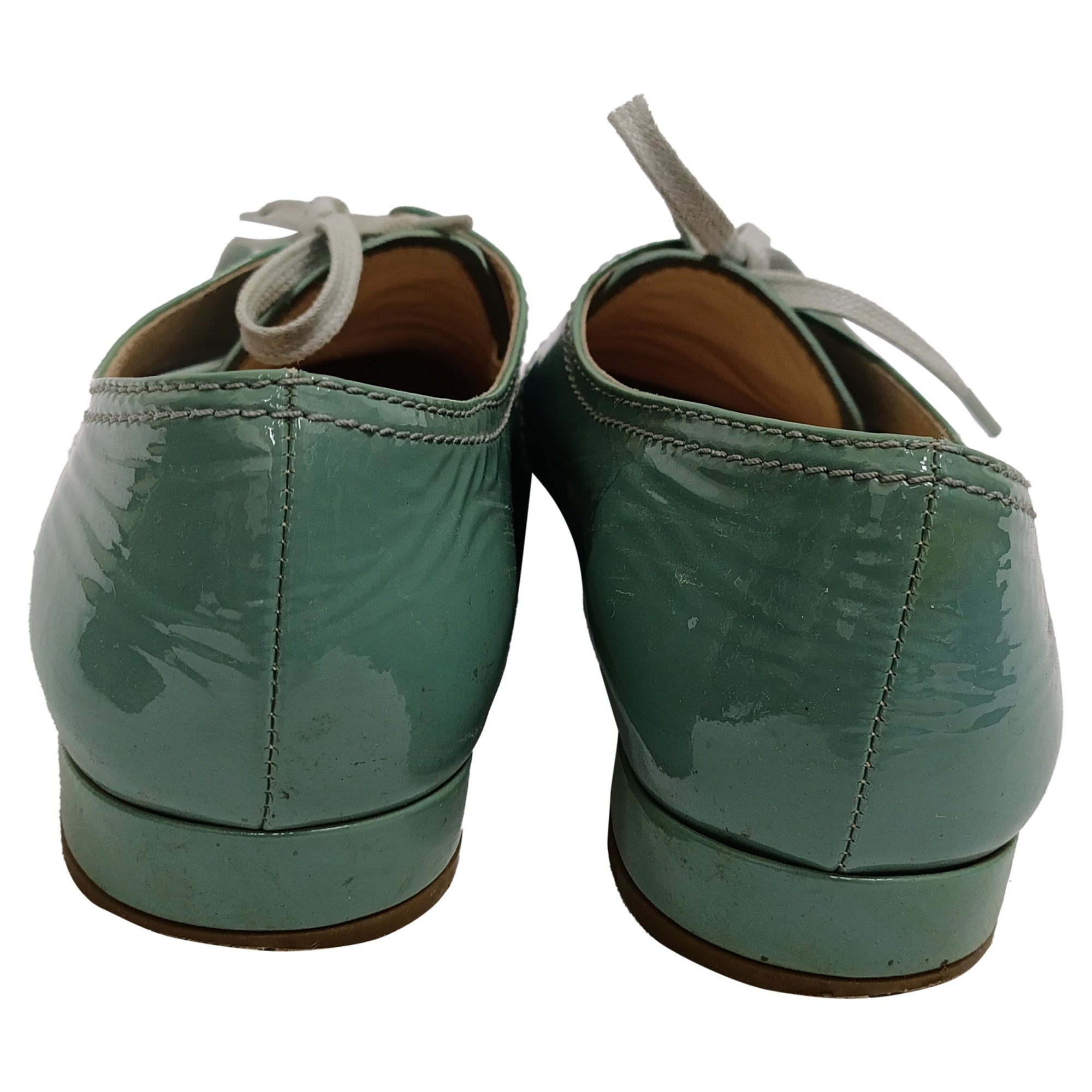 Zapatos de cordones de cuero color verde
