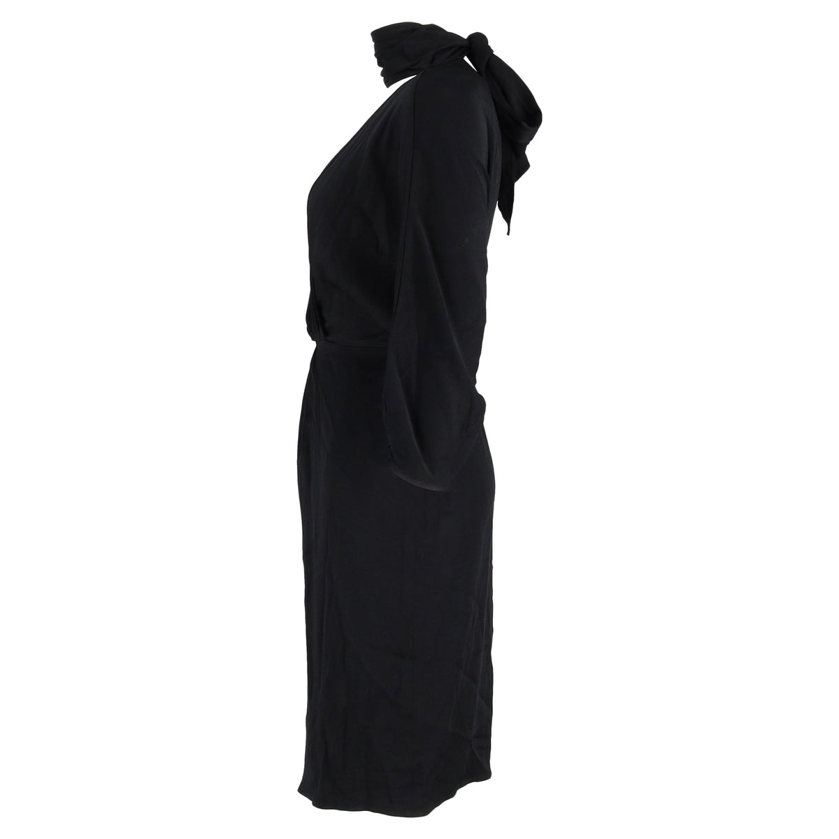 Vestido de acetato con cuello en V color negro