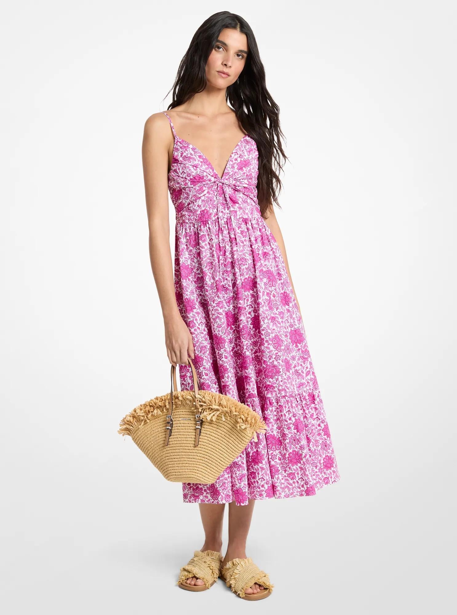 Vestido de algodón midi con estampado floral