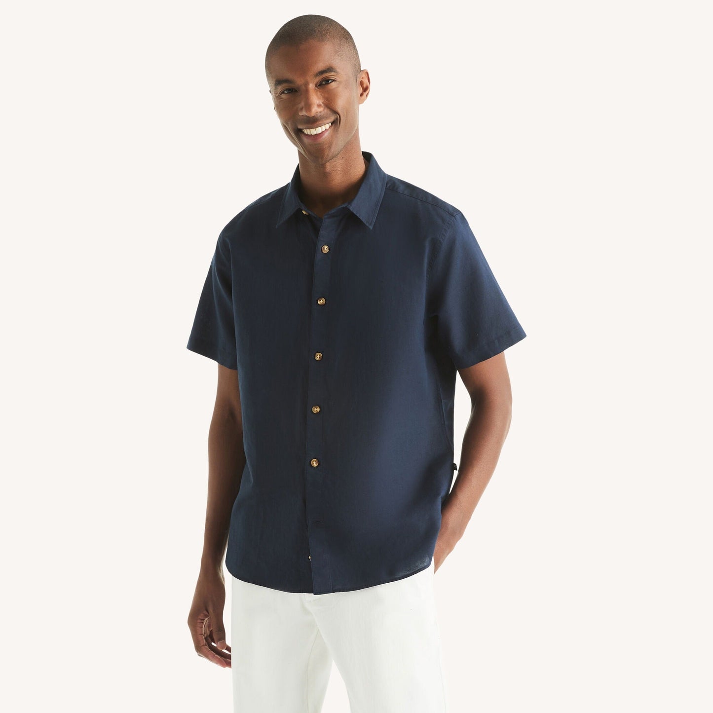 Camisa de hombre de lino de manga corta