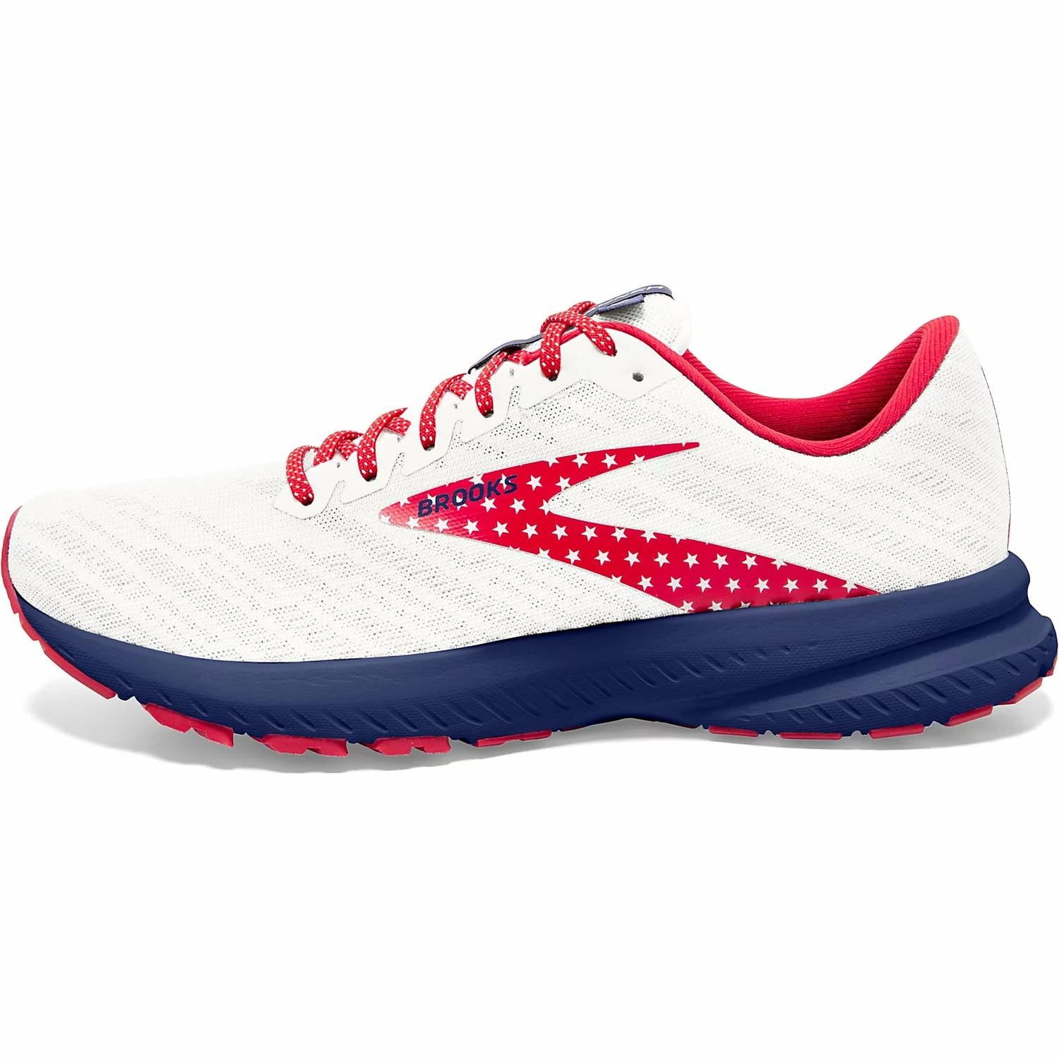 Tenis para correr de mujer color blanco y azul y rojo