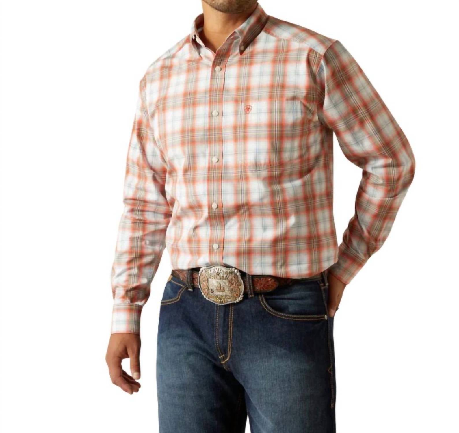 Camisa a cuadros color naranja