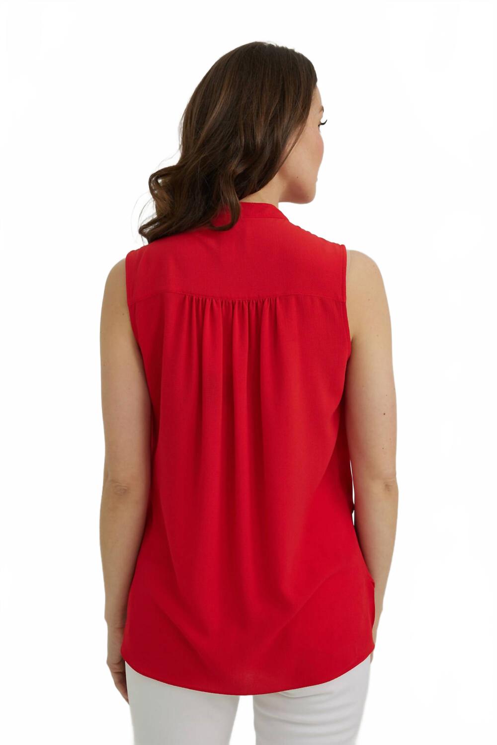 Suéter sin mangas con cuello en V color rojo