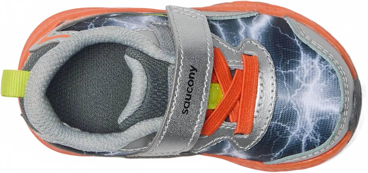 Tenis para niño color gris y naranja
