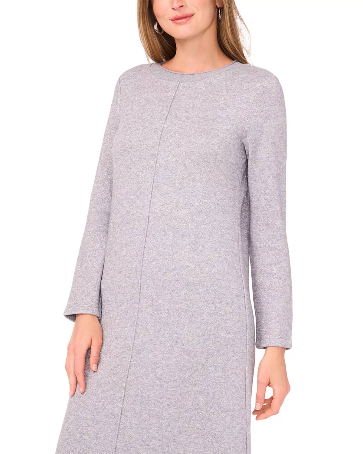Vestido midi de manga larga color gris