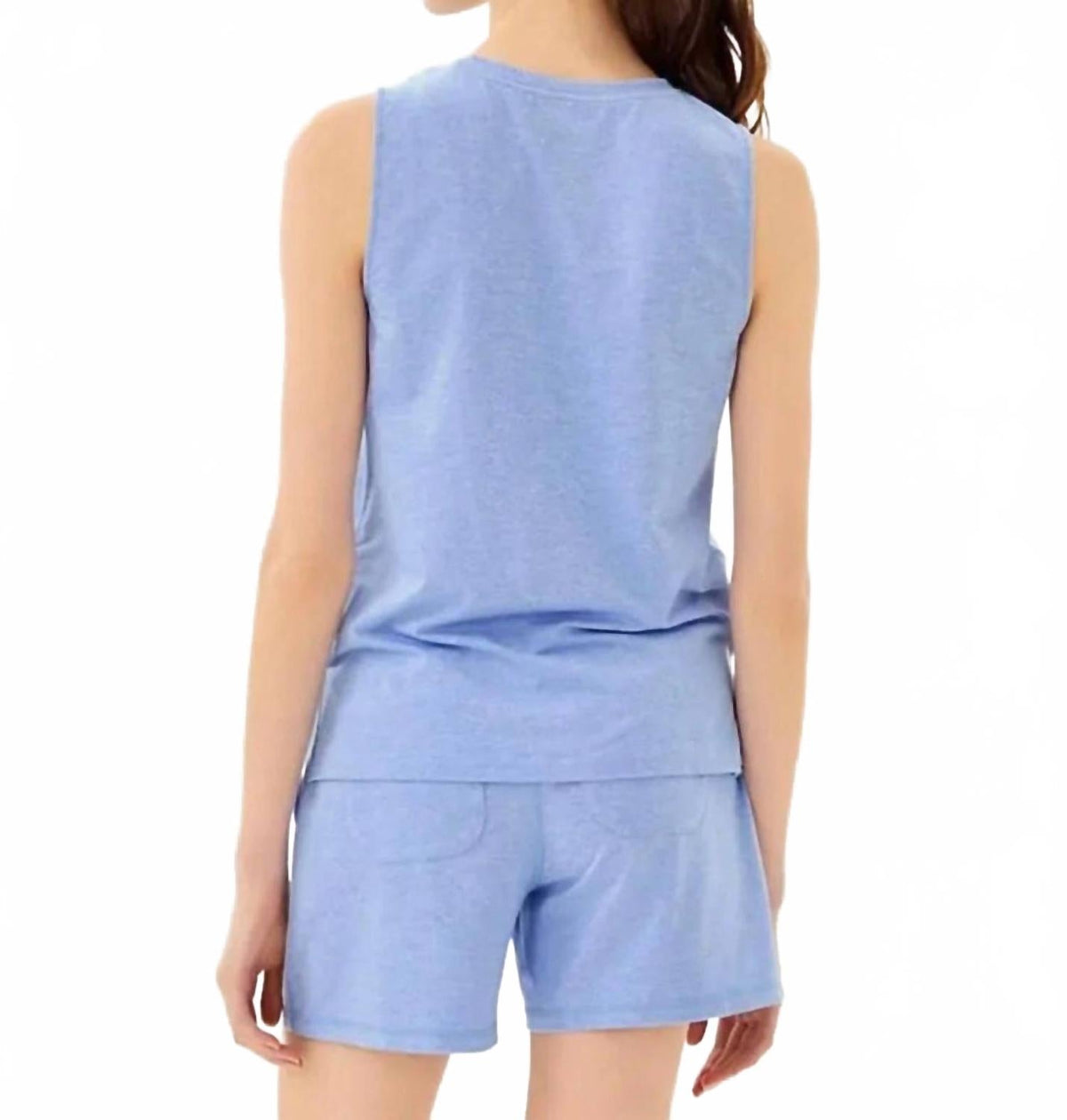 Camiseta sin mangas con cuello redondo color azul