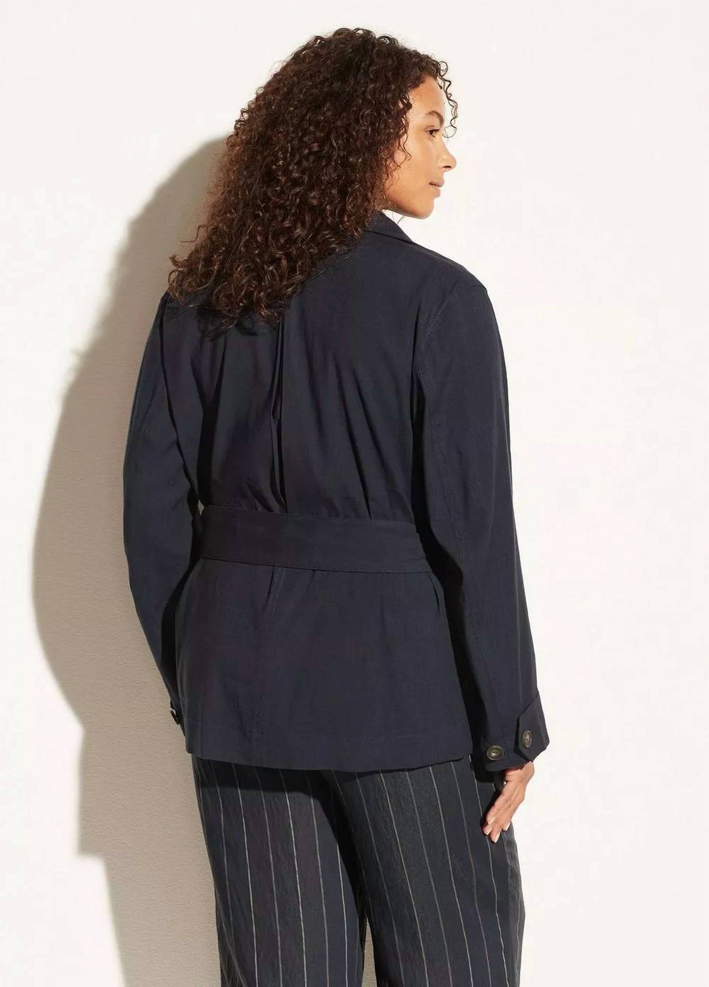 Chaqueta de mezcla de lino color azul