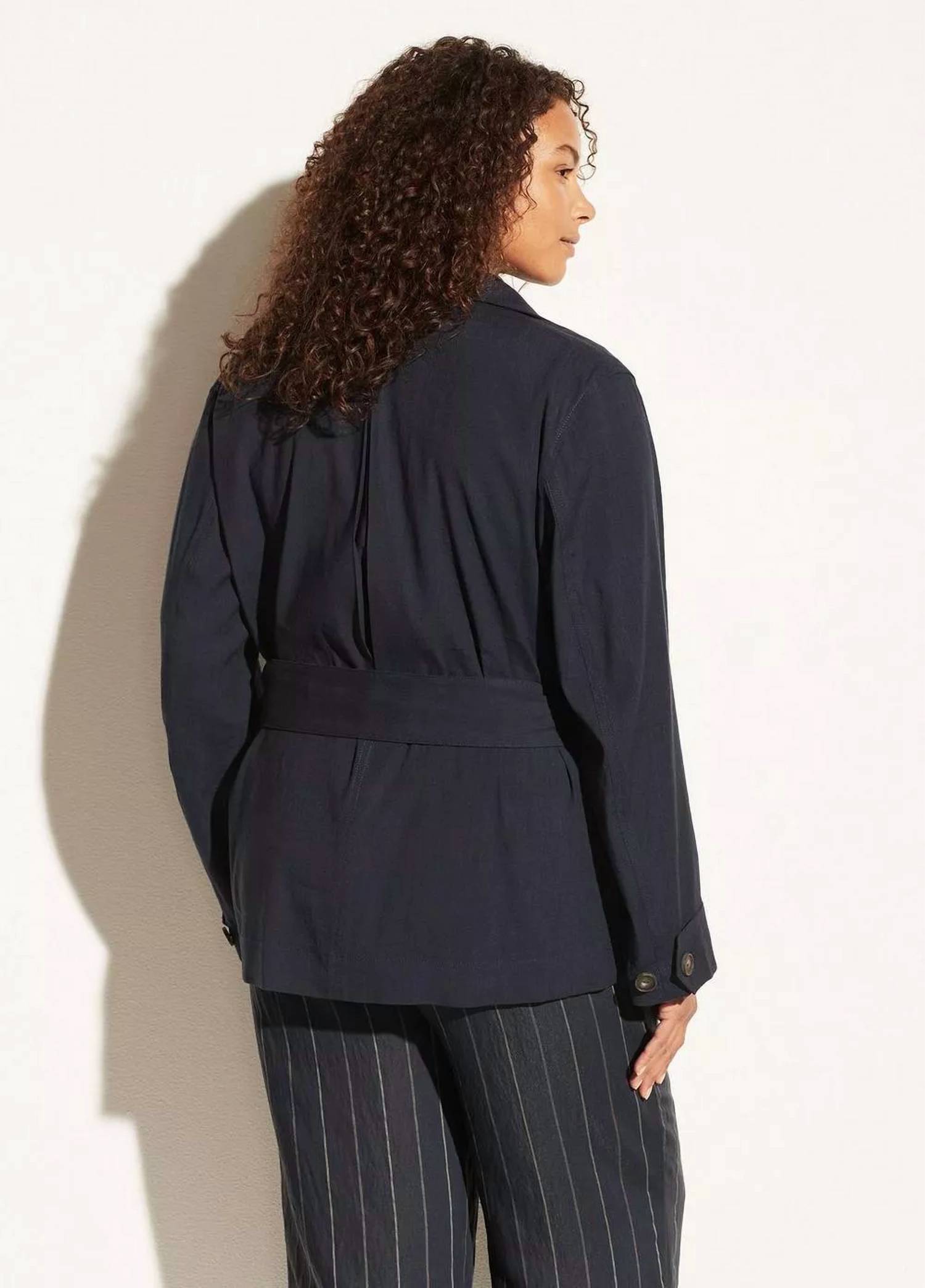 Chaqueta de mezcla de lino color azul