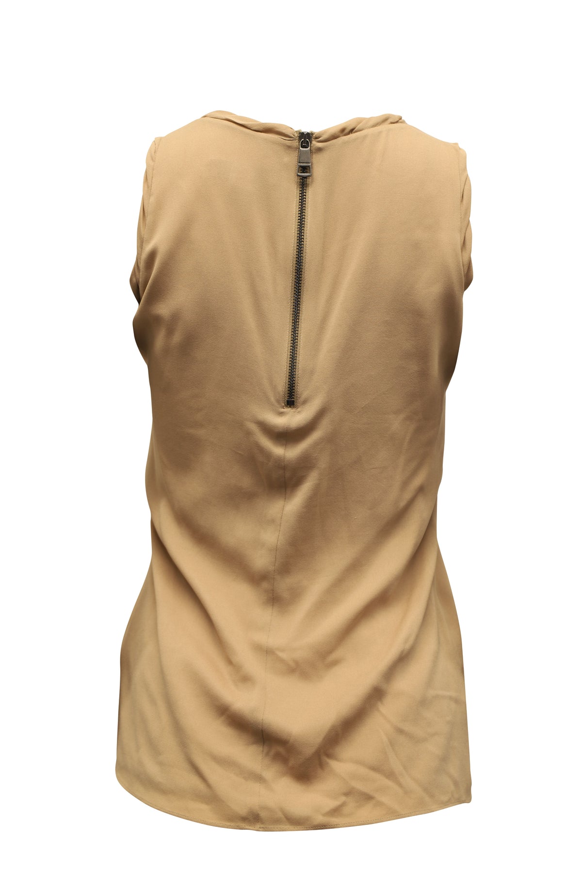 Blusa de seda sin mangas color beige