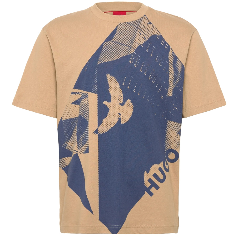 Camiseta de hombre de manga corta con estampado color beige
