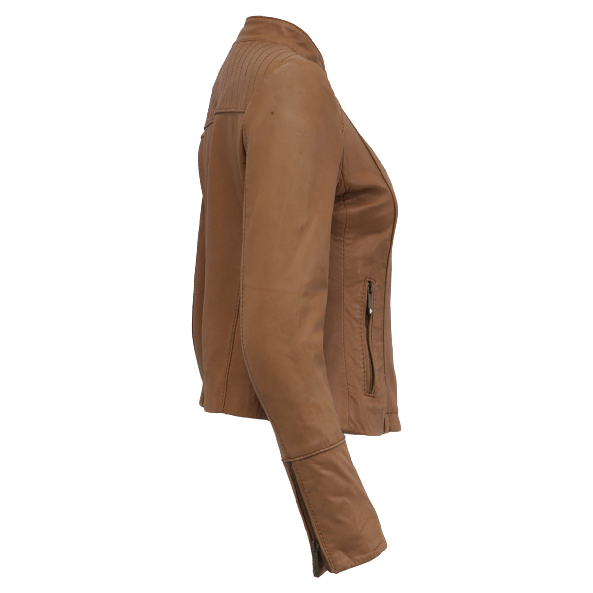 Chaqueta de cuero color café