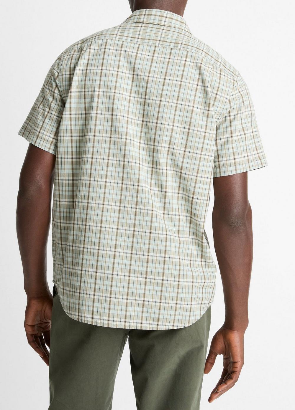 Camisa de algodón de manga corta a cuadros