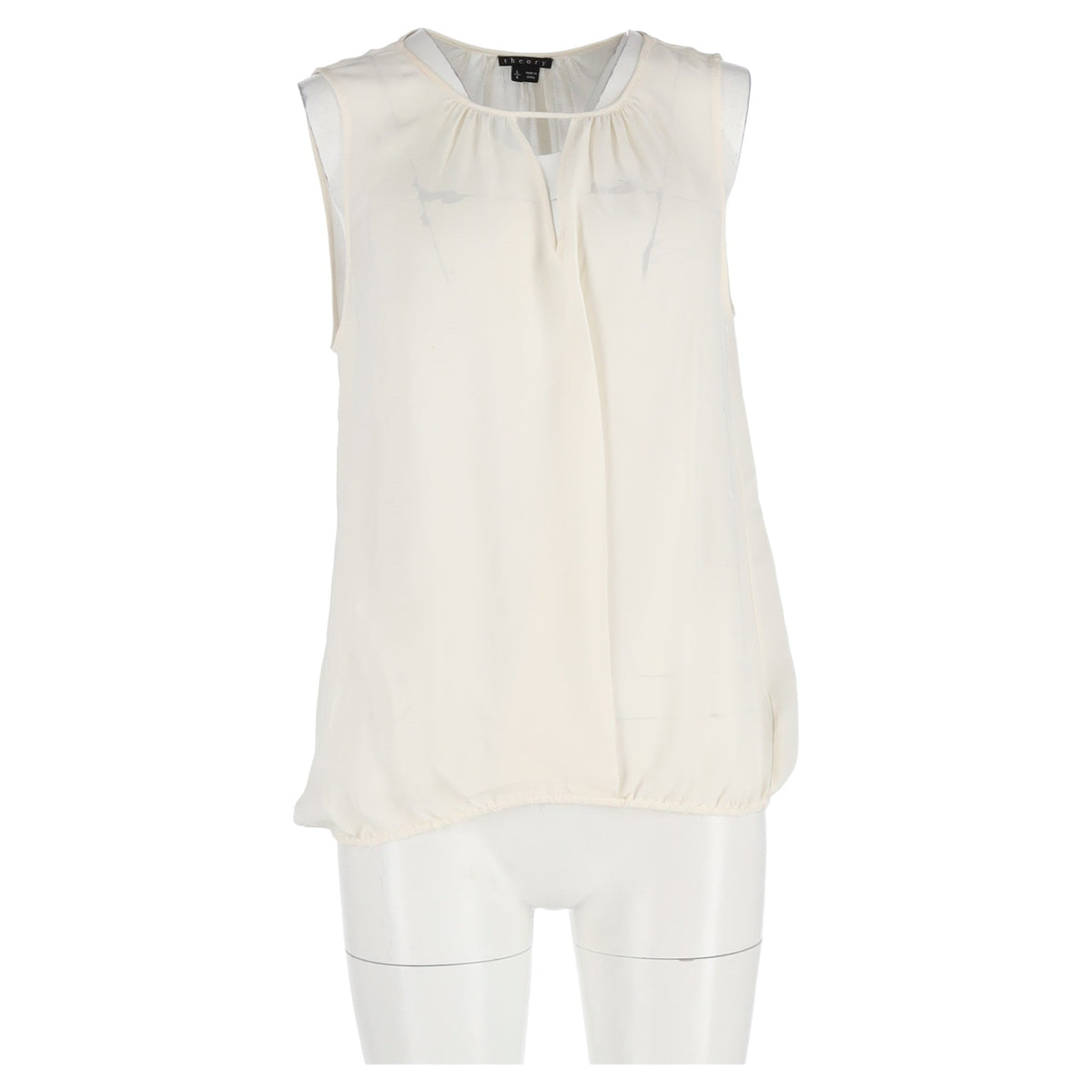 Blusa de seda sin mangas color marfil