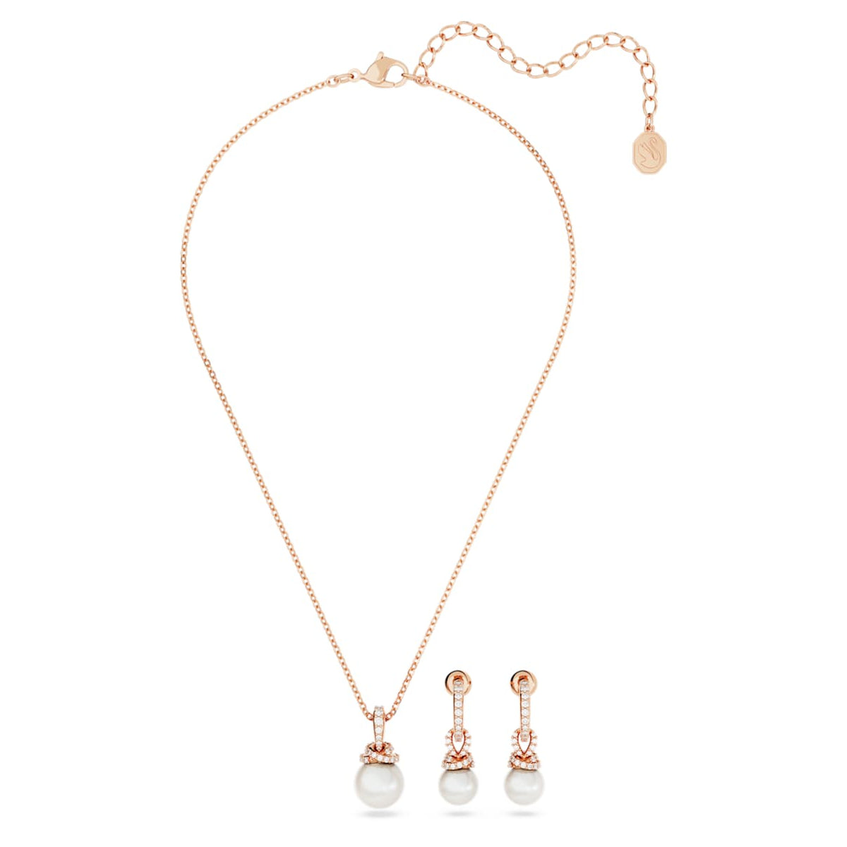 Set de joyería color oro rosa y blanco