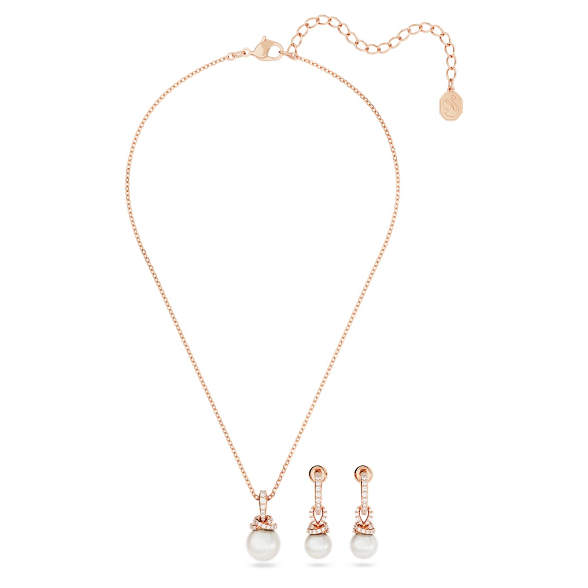 Set de joyería color oro rosa y blanco