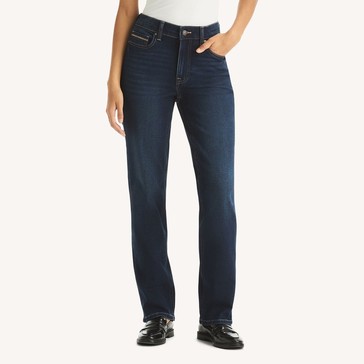 Pantalón de mujer de mezclilla de tiro medio