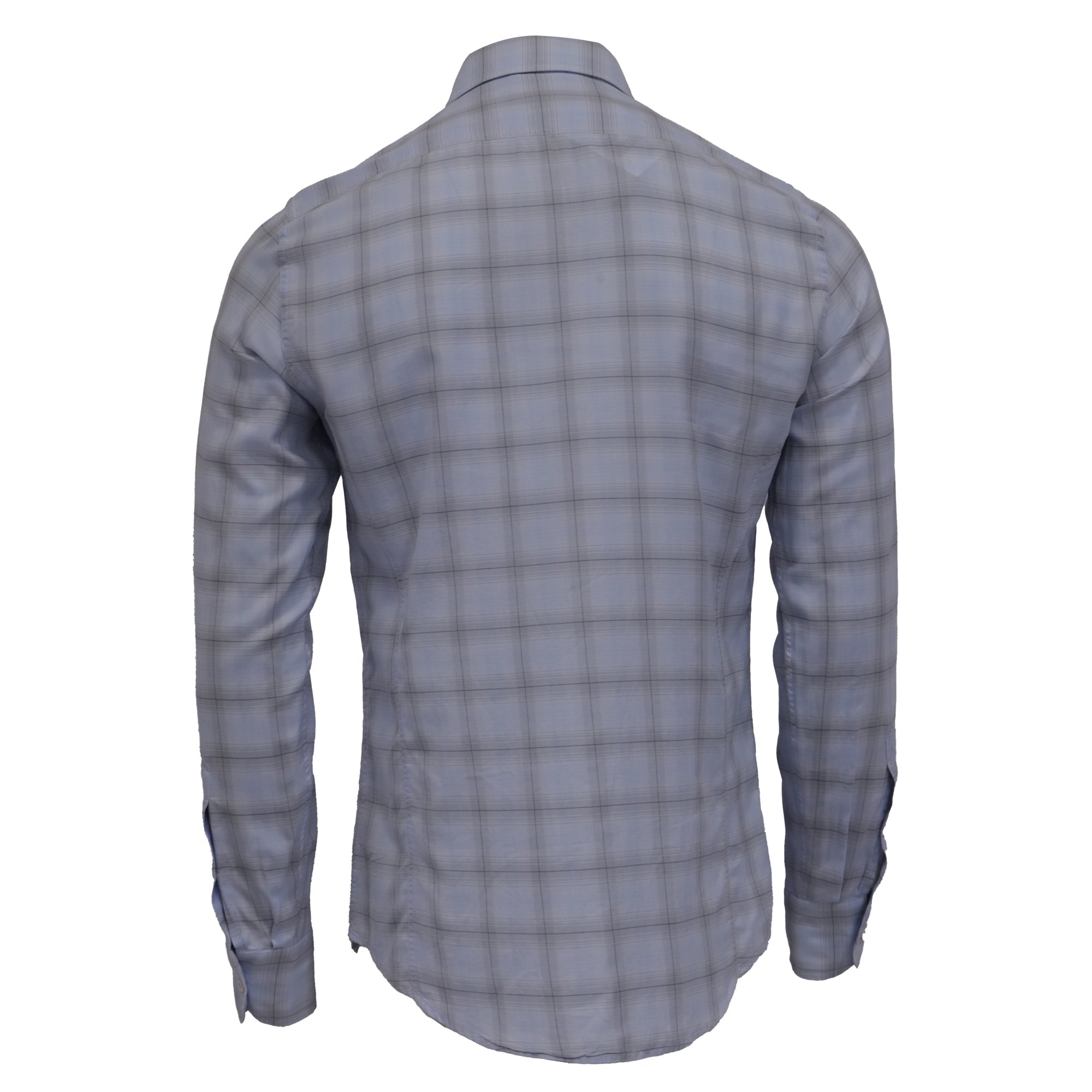 Camisa de algodón a cuadros color azul claro