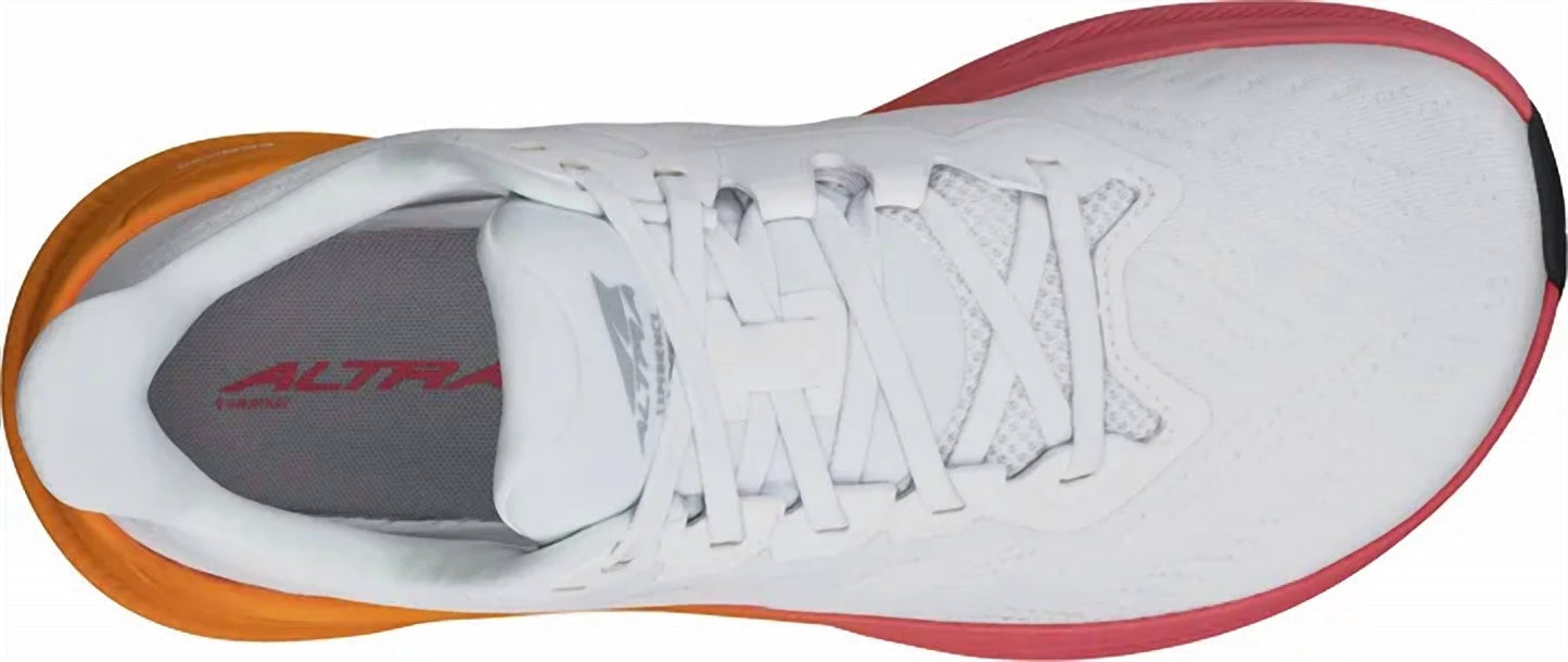 Tenis para correr de mujer color blanco y naranja