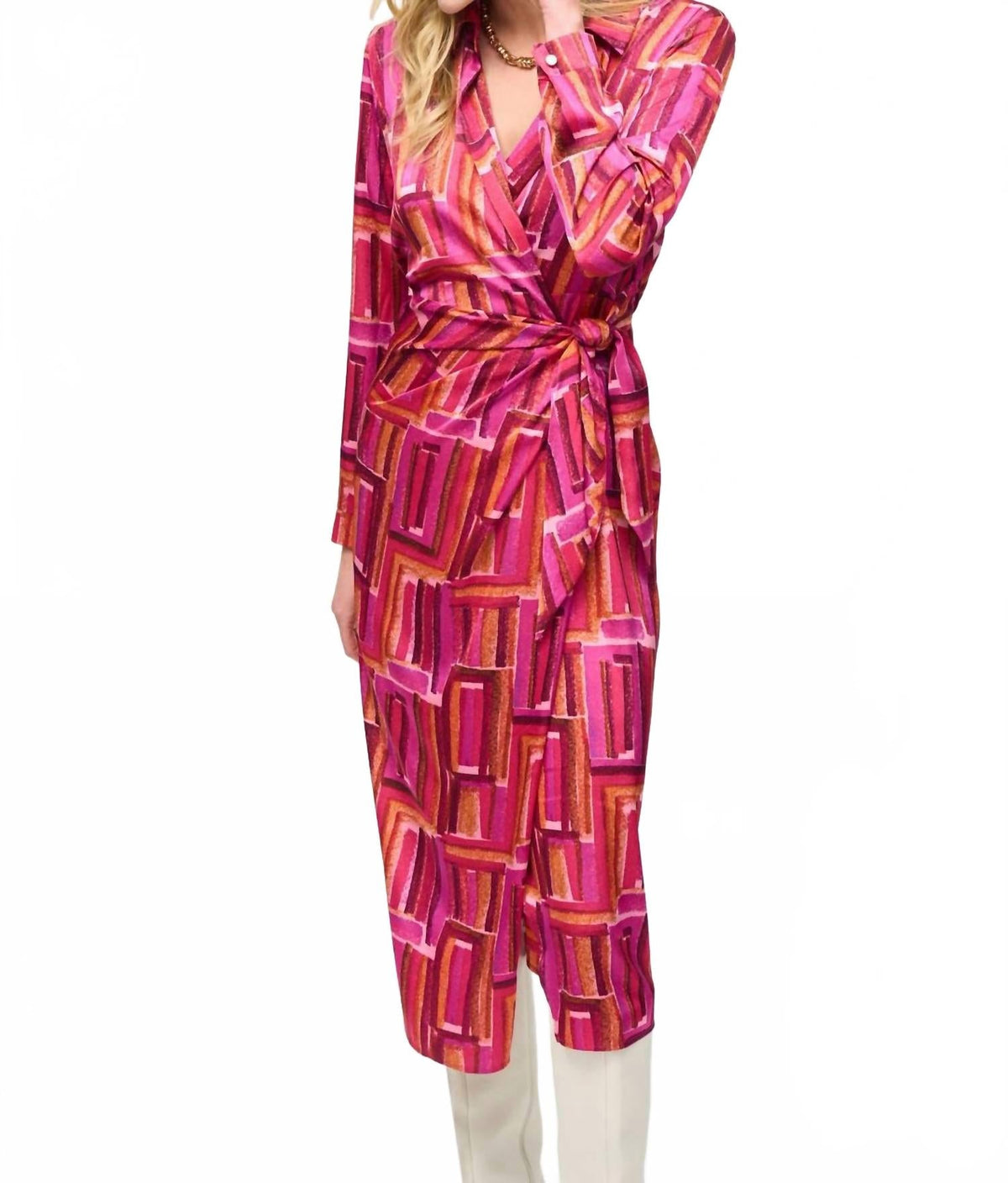 Vestido de manga larga color rosado