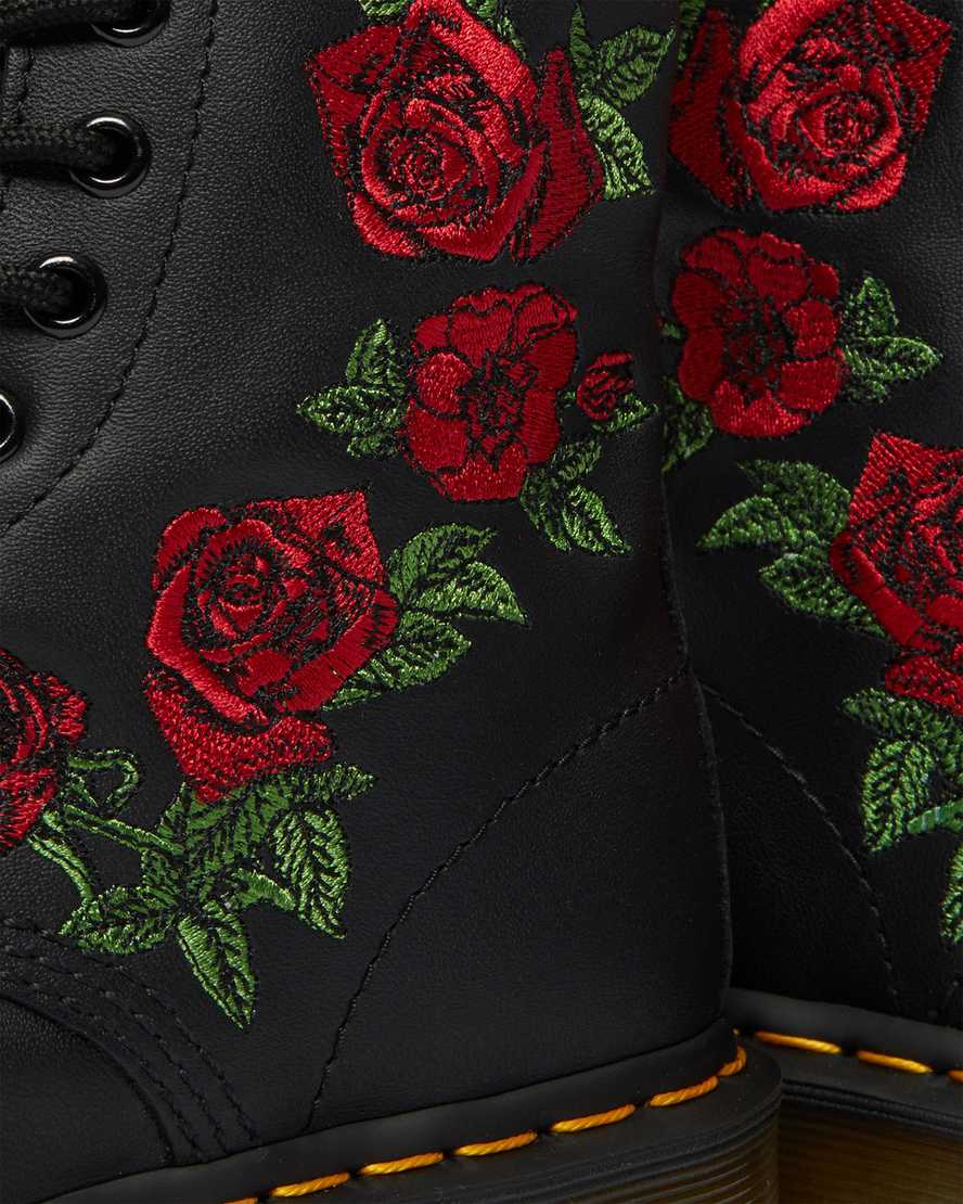 Botas de cuero con estampado floral con cordones