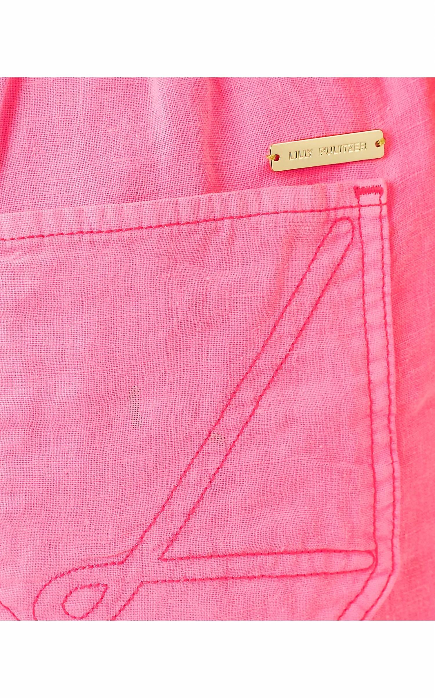 Pantalón de lino de tiro alto color rosado