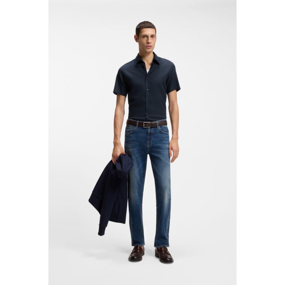 Camisa de lino de corte ajustado