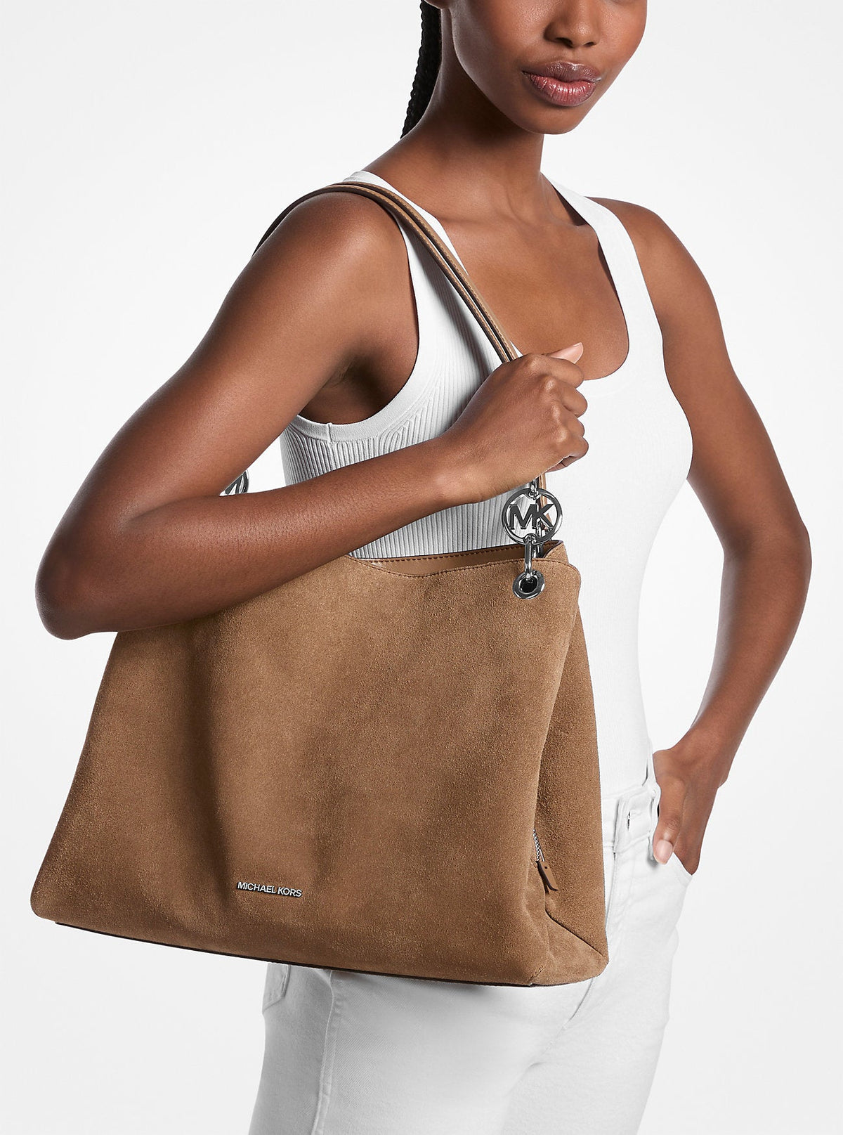 Bolso de hombro de gamuza