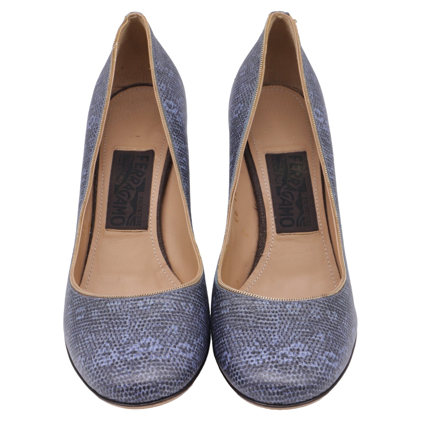 Tacones de cuero color azul