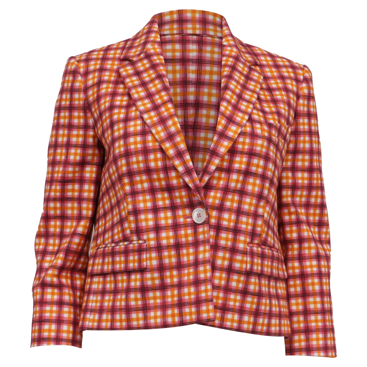 Blazer de algodón a cuadros multicolor