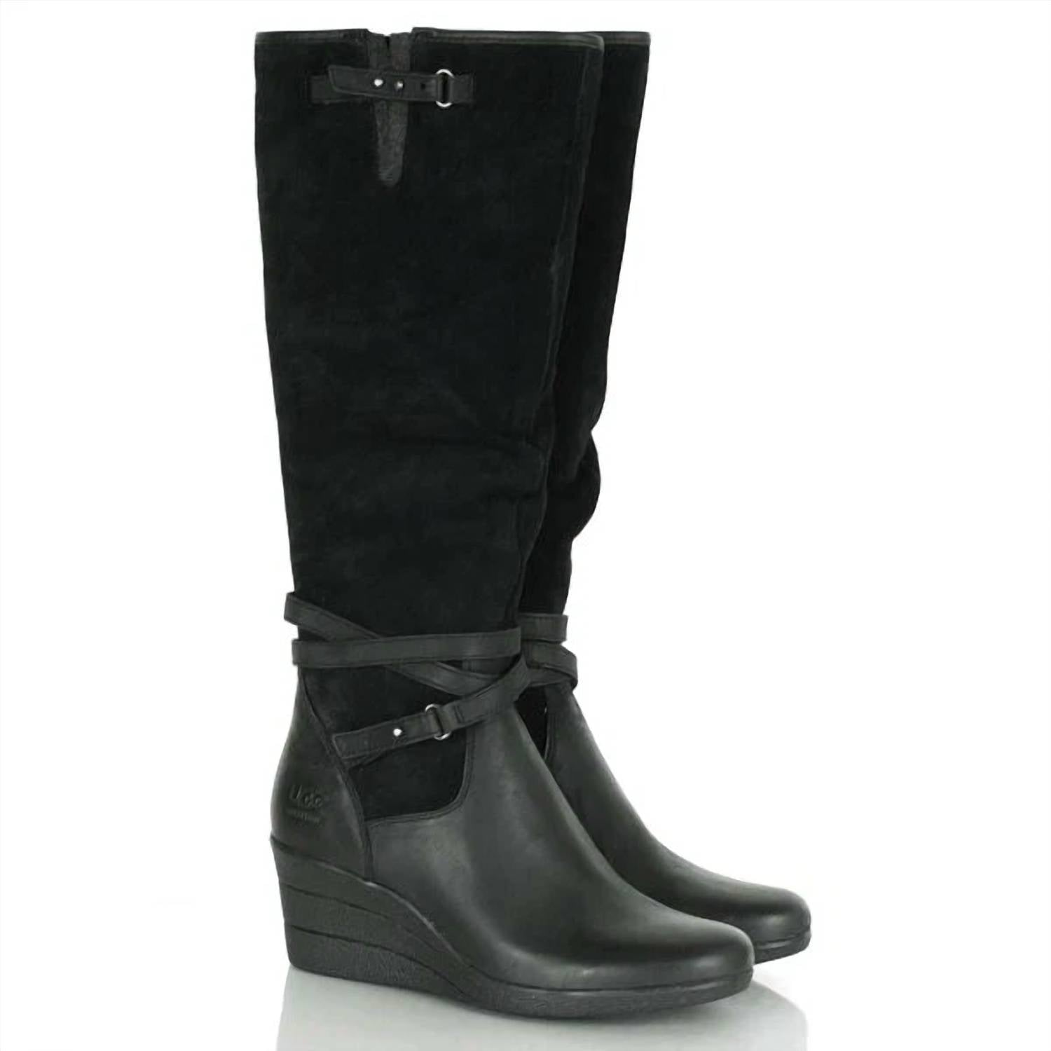 Zapatos de mujer de gamuza impermeables color negro
