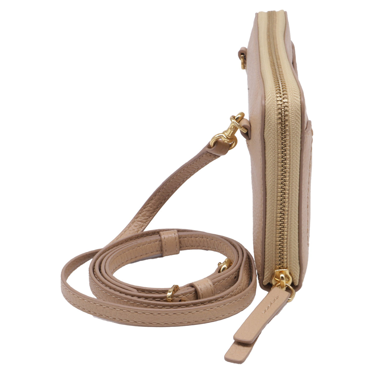 Bolso cruzado de cuero color beige