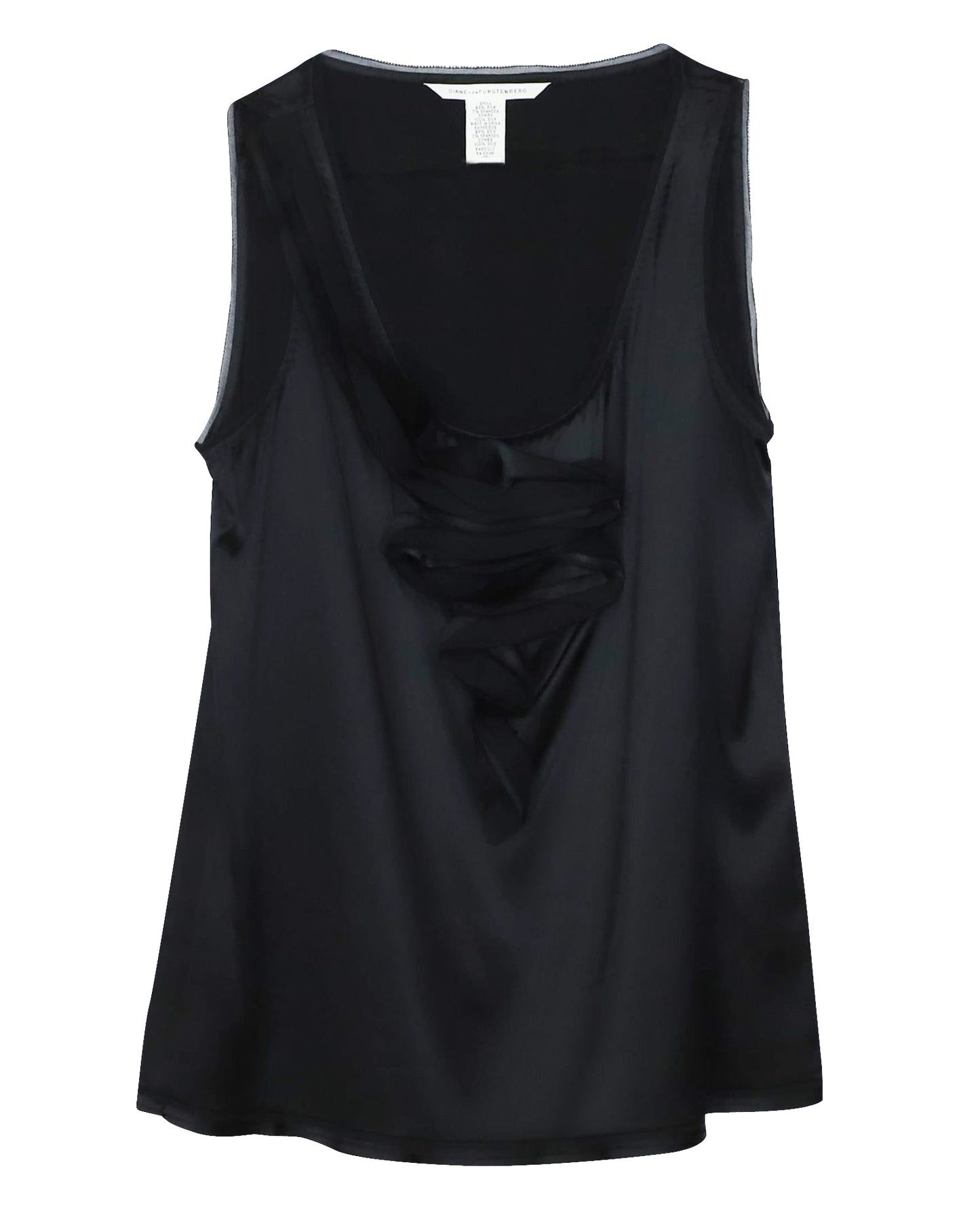 Blusa de seda sin mangas con boleros color negro