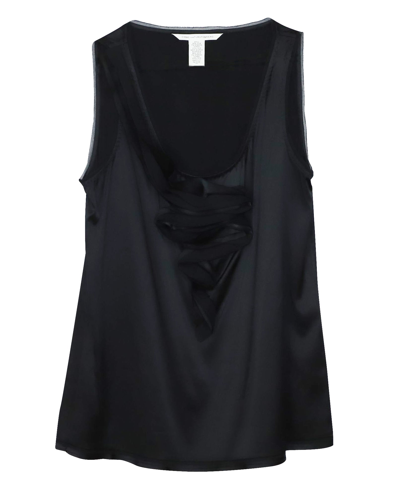 Blusa de seda sin mangas con boleros color negro