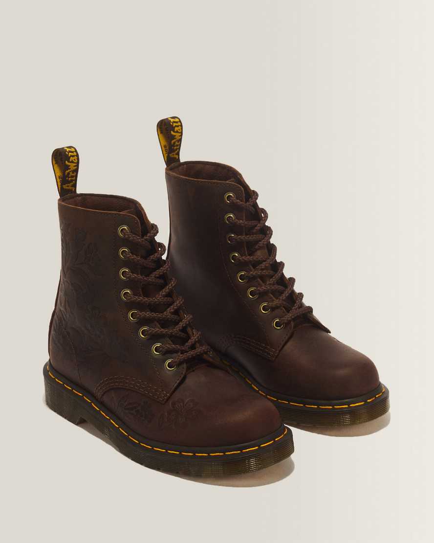 Botas de cuero con estampado floral