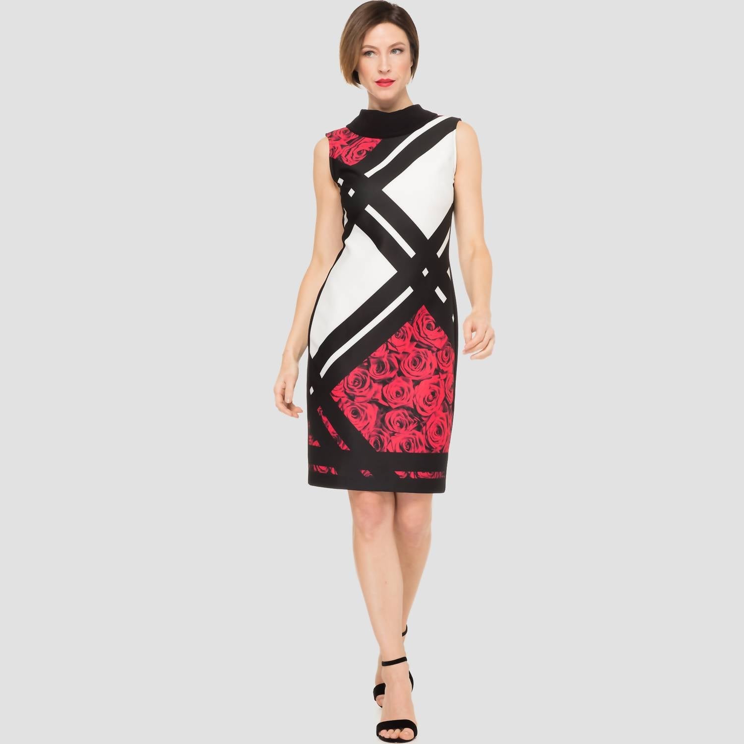 Vestido color negro y blanco y rojo