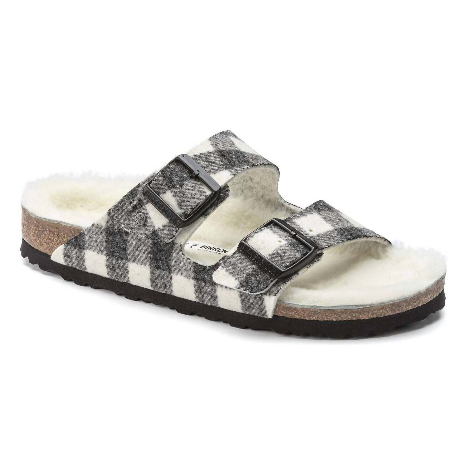 Sandalias unisex a cuadros color blanco
