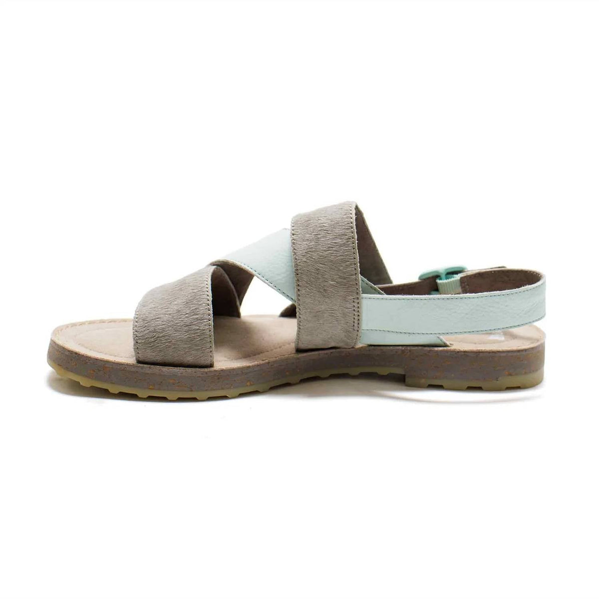 Sandalias de mujer color azul marino y gris y plateado