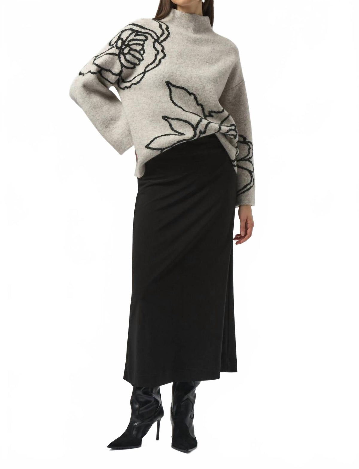 Falda larga color negro