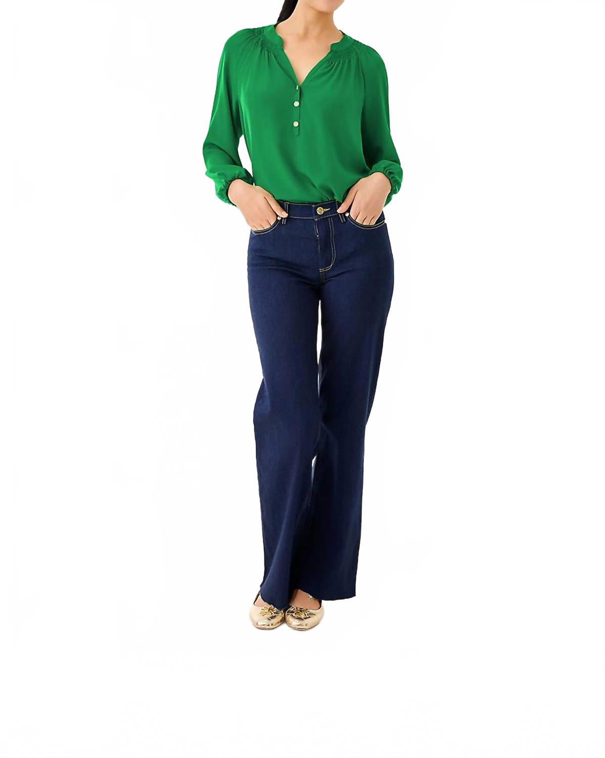 Top de seda color verde