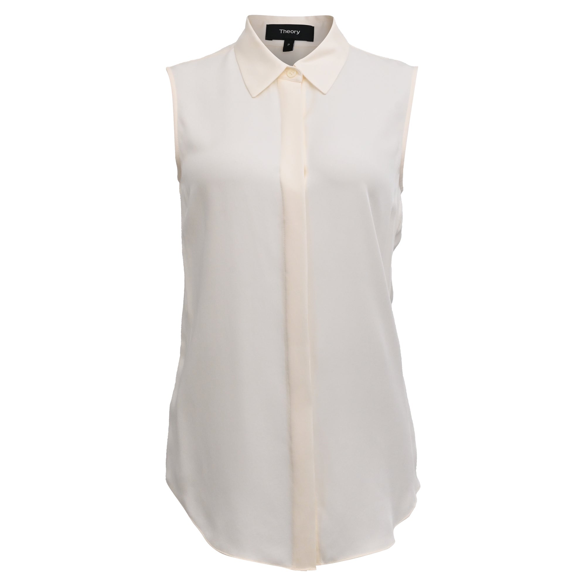 Blusa de seda sin mangas color blanco
