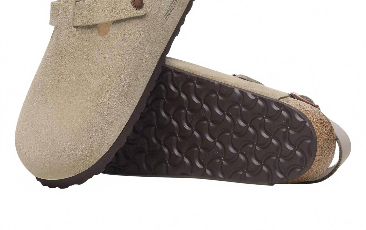 Zuecos de mujer de gamuza color taupe