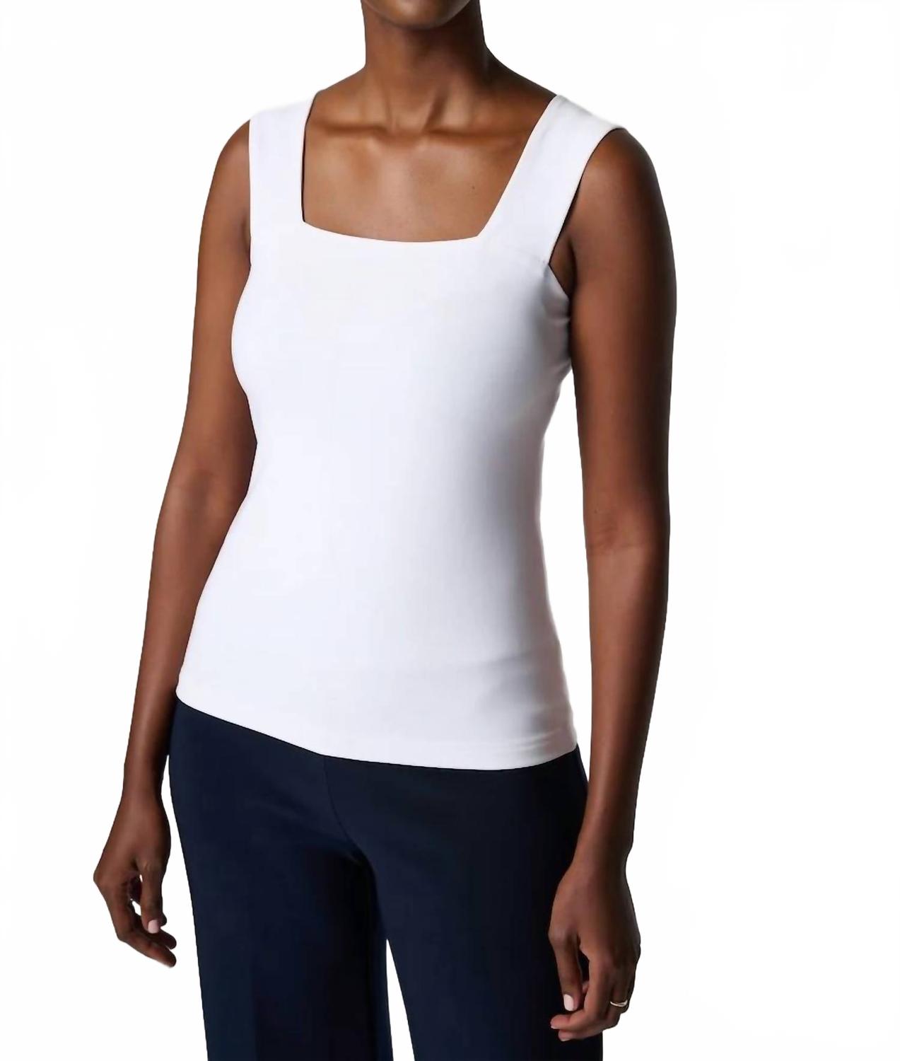 Camiseta sin mangas con escote cuadrado color blanco