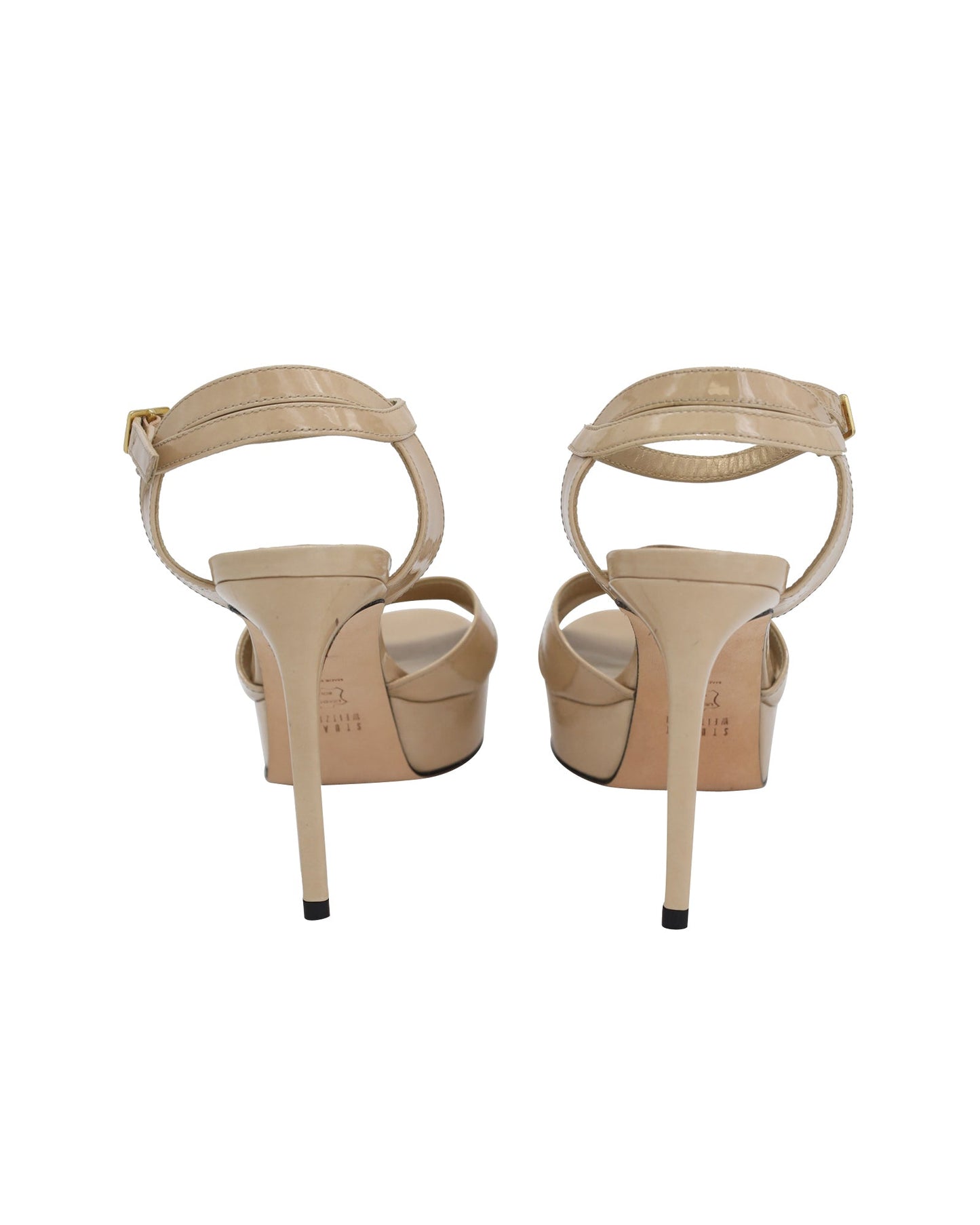 Sandalias de cuero con plataforma color beige