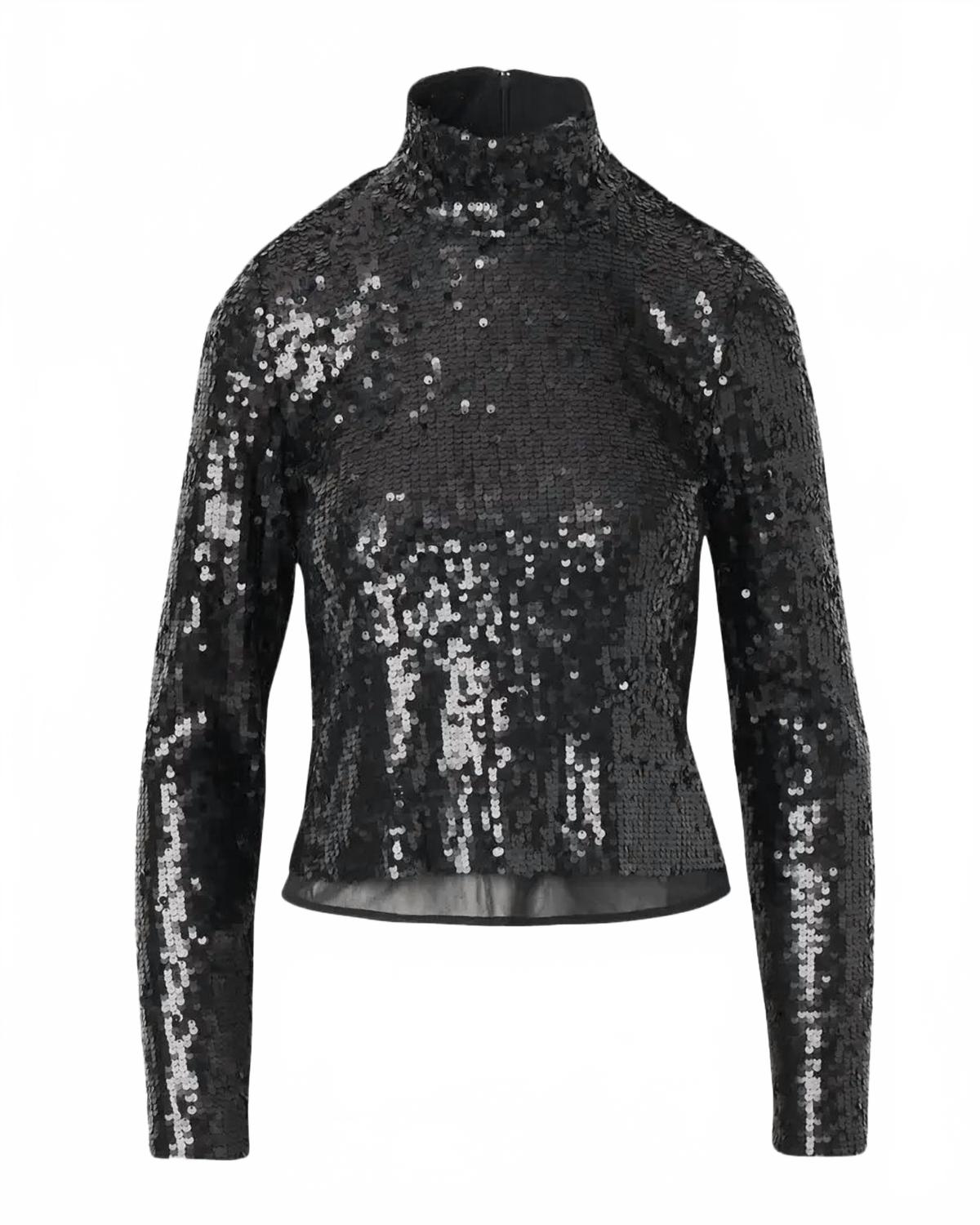 Buzo de mujer con cuello alto color negro