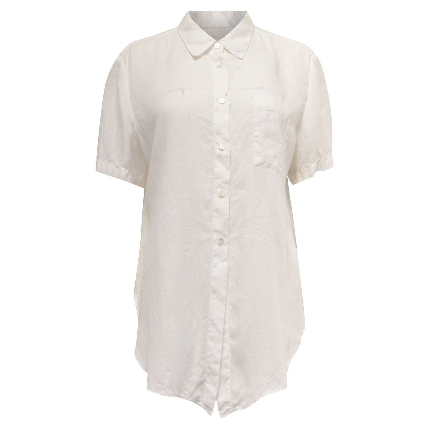 Camisa de lino de manga corta color blanco