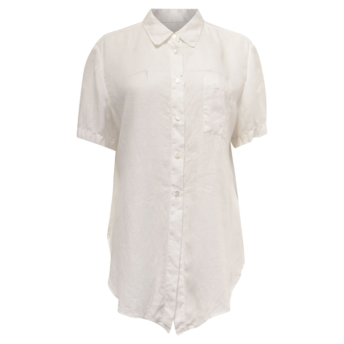 Camisa de lino de manga corta color blanco