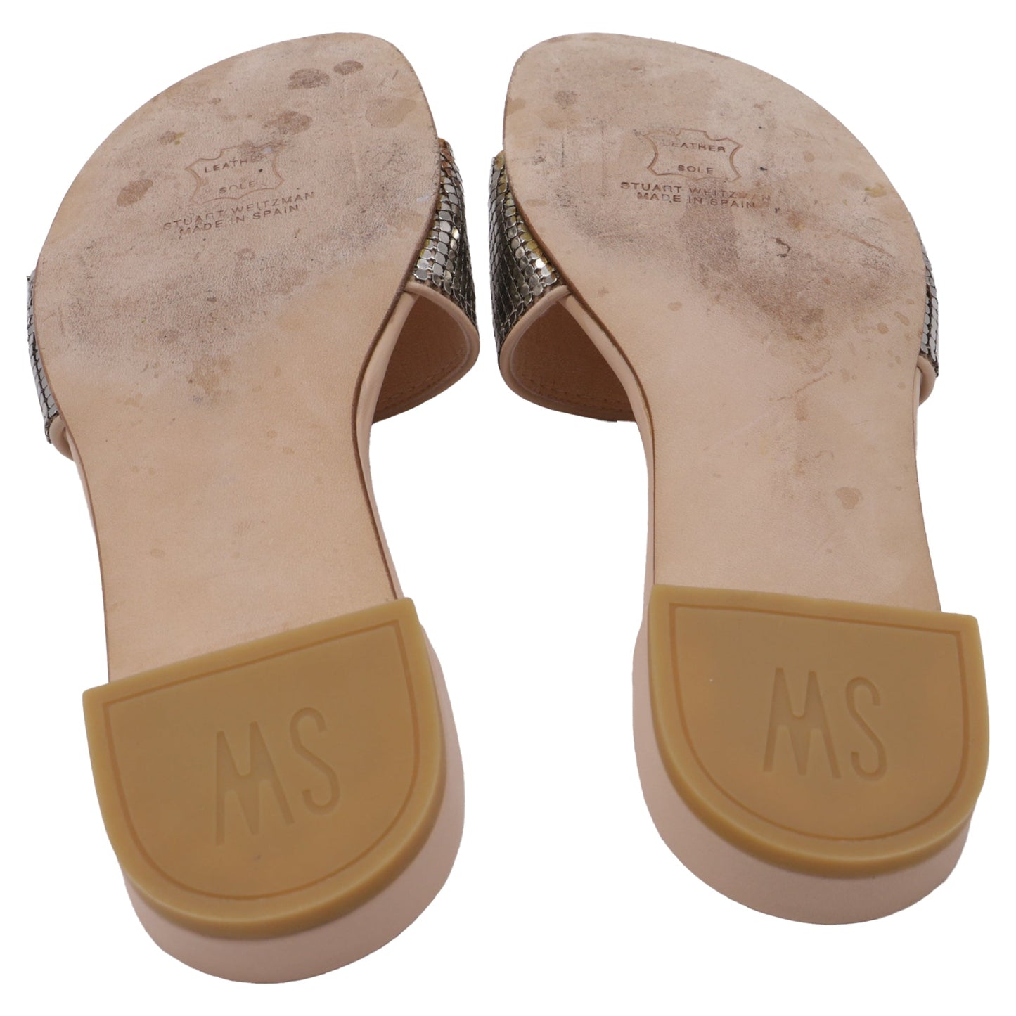 Sandalias de cuero color plateado